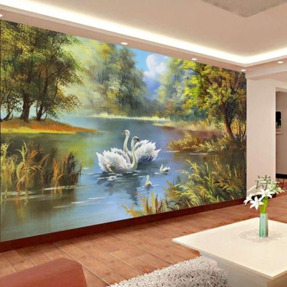 tranh vẽ tường 3D phòng khách