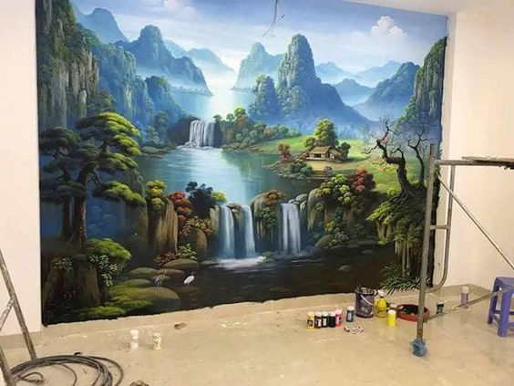 Tranh tường 3D núi non