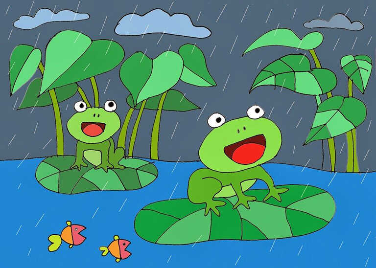 Tranh vẽ tường ếch trú mưa