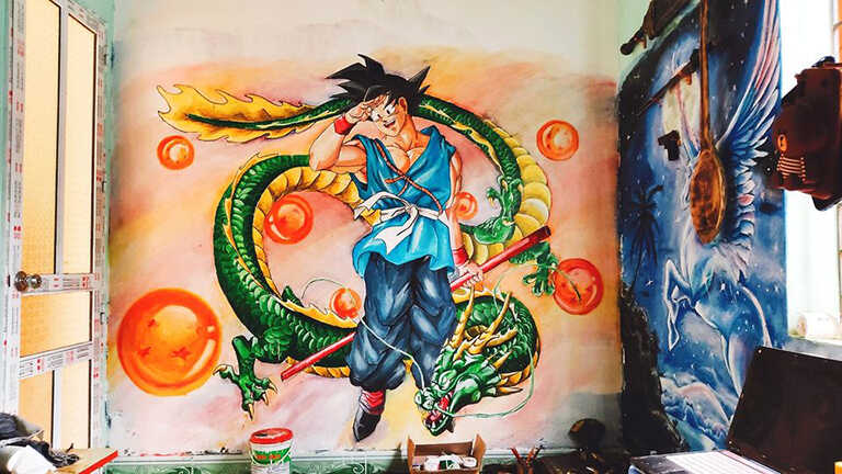 Tranh vẽ tường Songoku