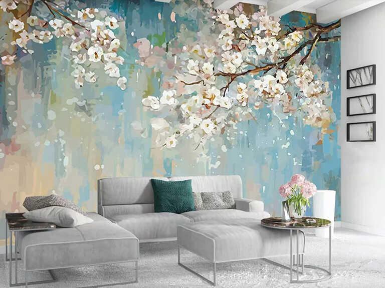 Tranh vẽ tường hoa đẹp