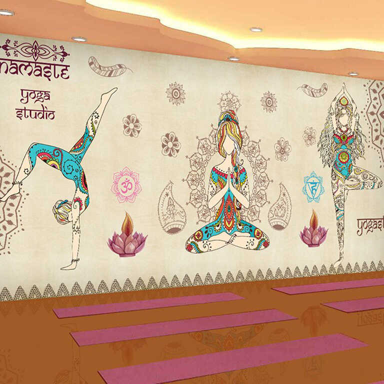 tranh tường vẽ 3D cho phòng yoga