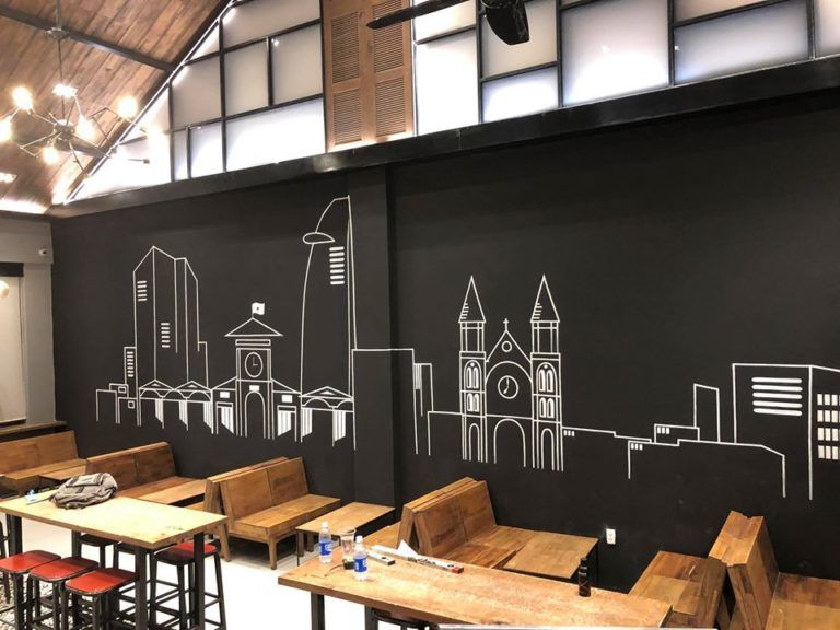 vẽ tranh tường quán cafe