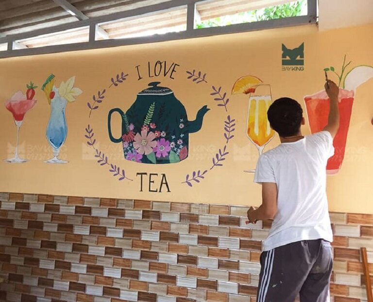 vẽ tranh tường quán trà sữa