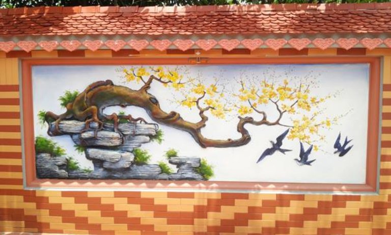 tranh vẽ tường sân vườn