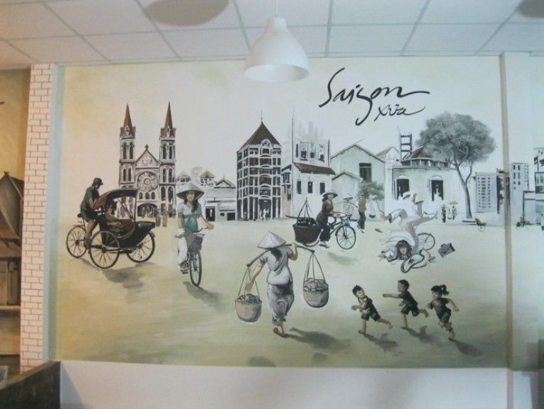 tranh tường phố xá