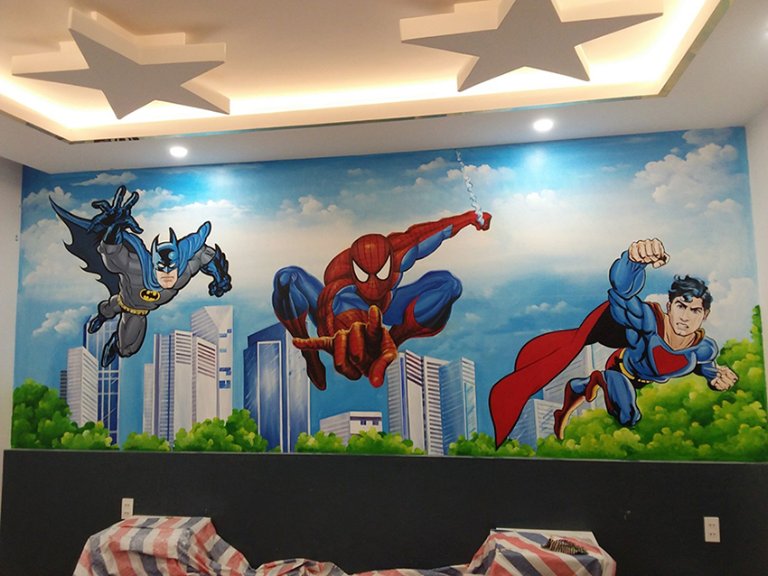 vẽ tranh tường cho bé