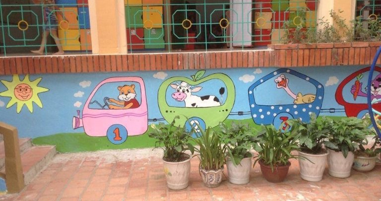 cách vẽ tranh tường mầm non
