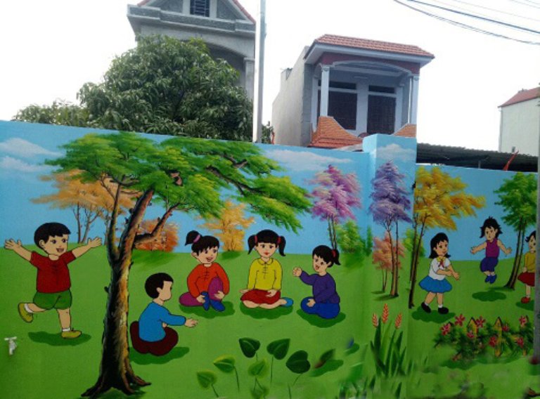 vẽ tranh tường 3D mầm non