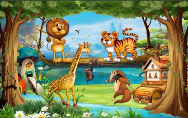 vẽ tranh tường 3D mầm non