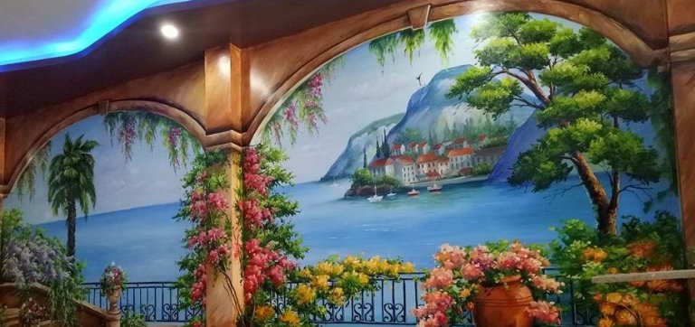 vẽ tranh tường 3D phòng khách