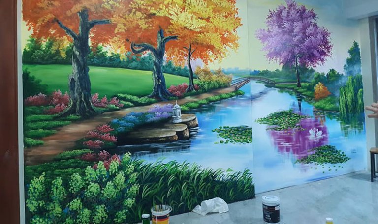 vẽ tranh tường phong cảnh
