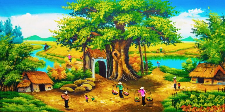 tranh tường đồng quê