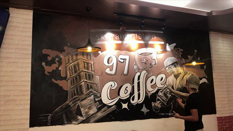 Trang trí tường quán cafe