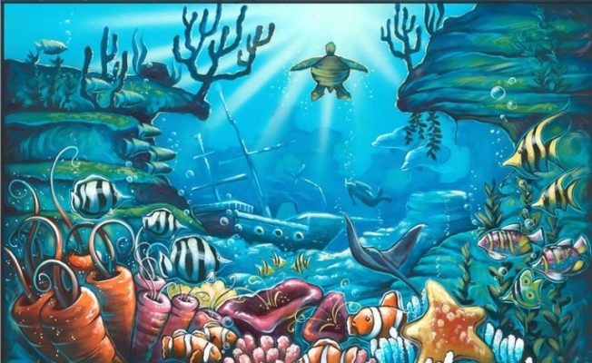 vẽ tranh tường đại dương