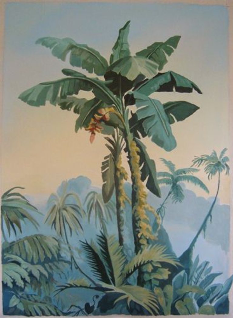 tranh tường lá chuối