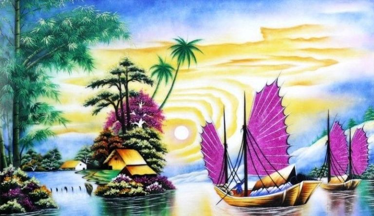 tranh tường thuyền buồm