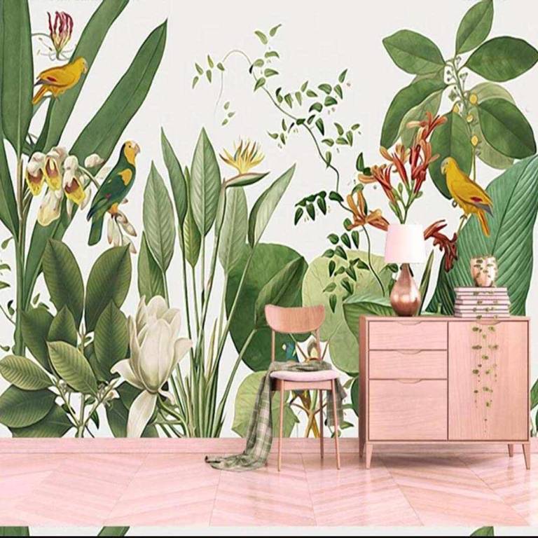 tranh vẽ tường rừng nhiệt đới