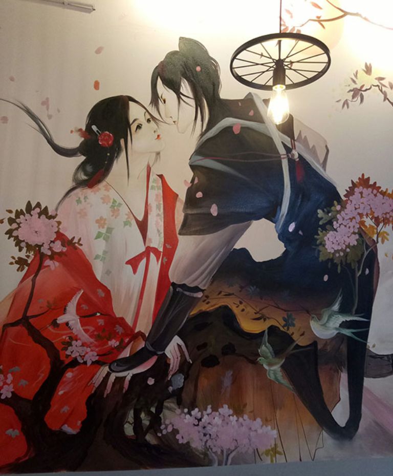 vẽ tranh tường anime