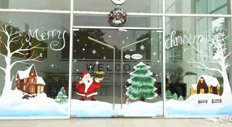 vẽ tranh kính trang trí Noel