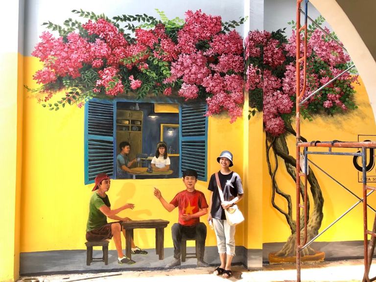vẽ tranh tường hoa giấy