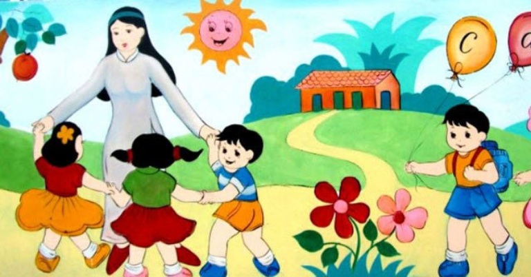 trang trí mảng tường trường mầm non